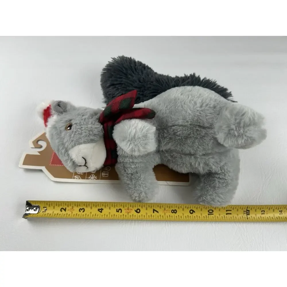 Pally Paws Christmas Squirrel Squeaky Dog Toy Plush 11” Santa Hat Scarf
